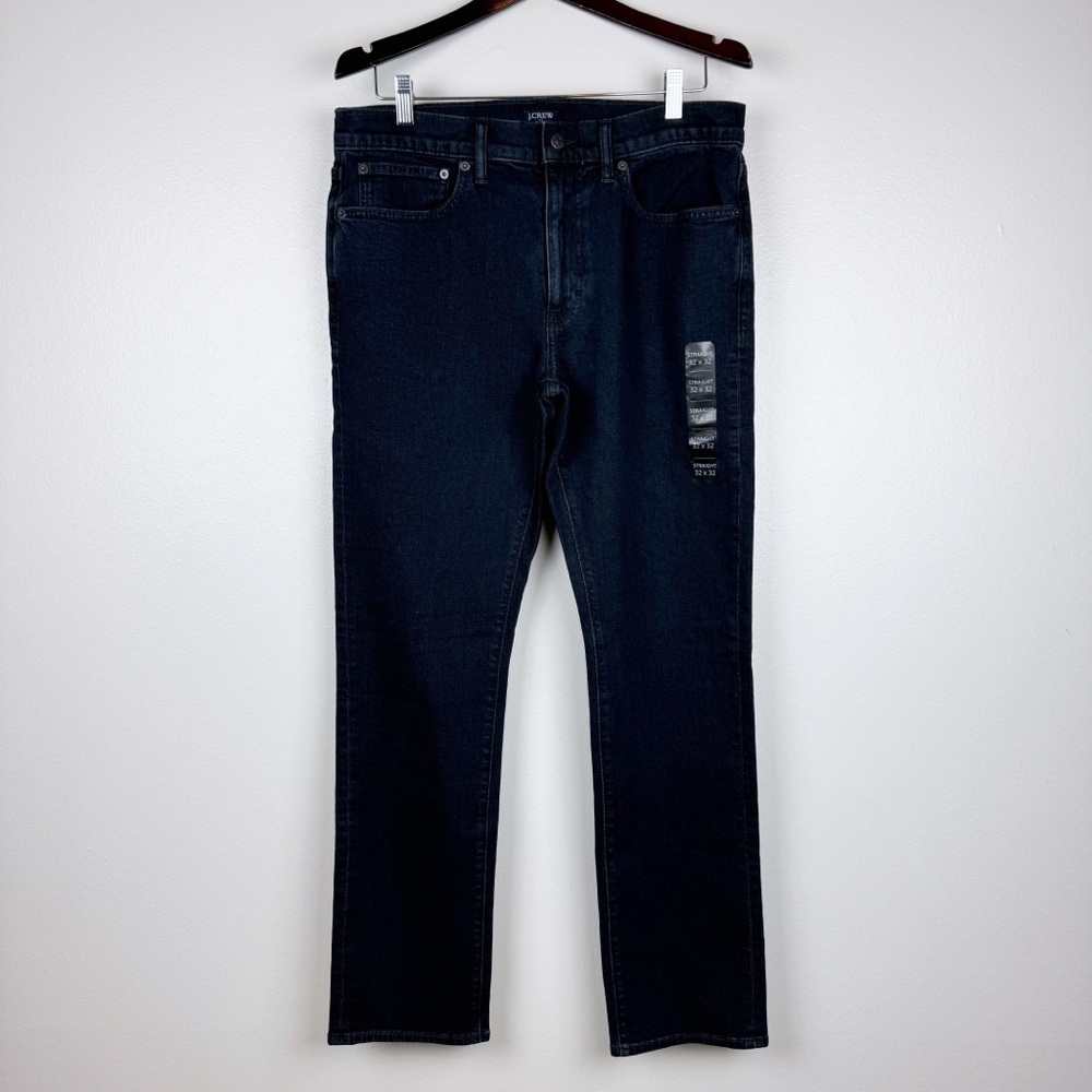J. Crew Men's Straight Fit Jeans Signature Flex Dark Blue Size 32x32 NWT - Picture 2 of 8